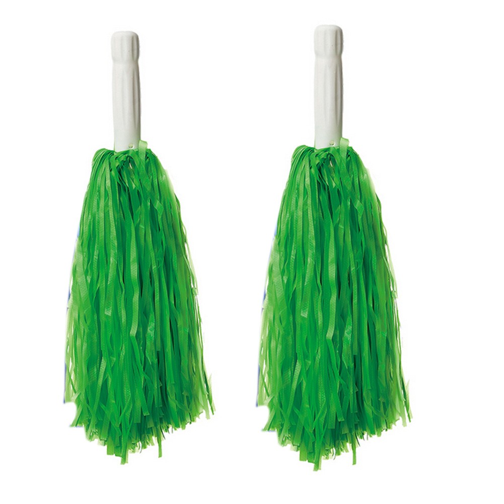 30 CM Long Plastic Cheerleading Poms (Pair), Green