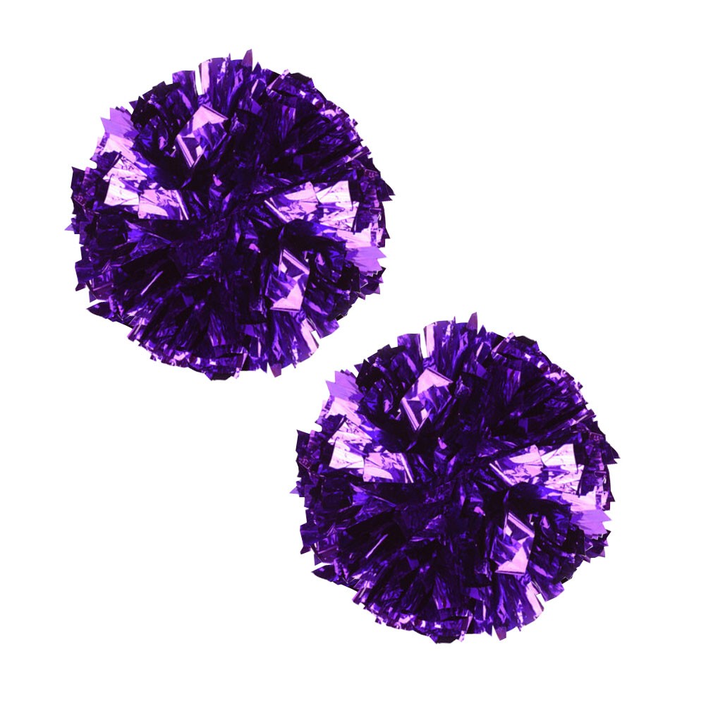 Set of 2 Plastic Ring Pom Metallic Cheerleading Poms 100g Purple