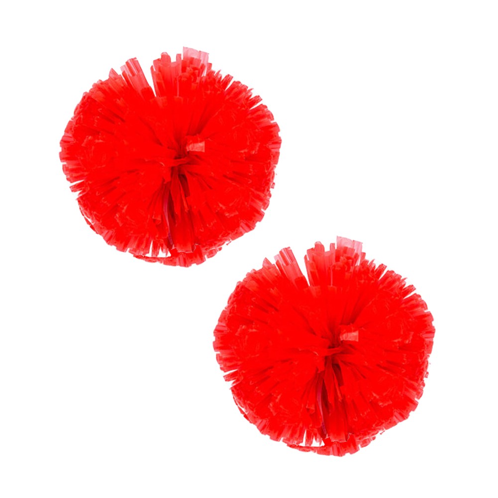 Set of 2 Plastic Ring Pom Matt Cheerleading Poms Red