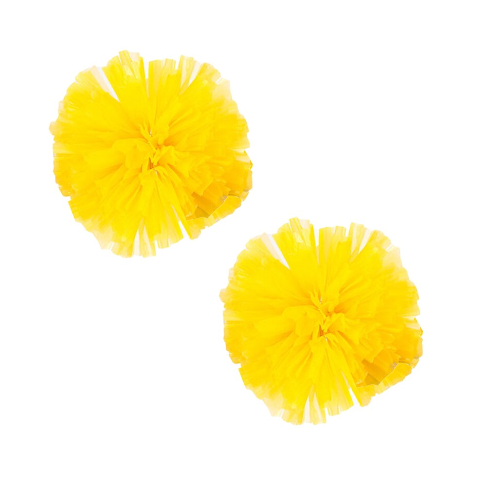 Set of 2 Plastic Ring Pom Matt Cheerleading Poms Yellow