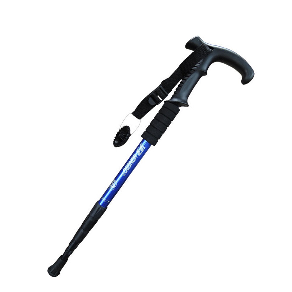 Outdoor Ultralight Hiking Stick Adjustable T-shaped Trekking Poles ,Blue