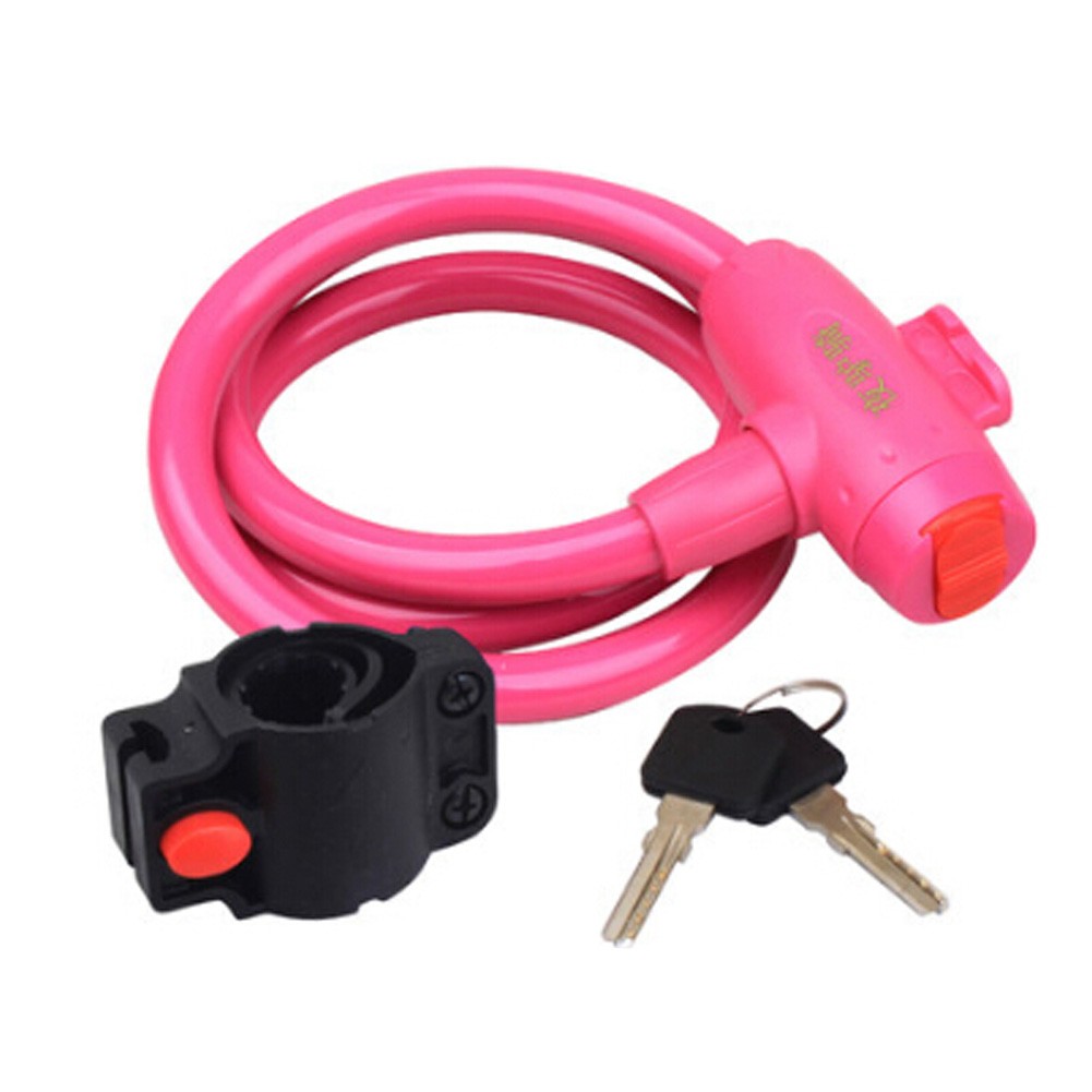 Security Lock Mountain/Road Bicycle Cable Locks With Keys Anti-theft Rose