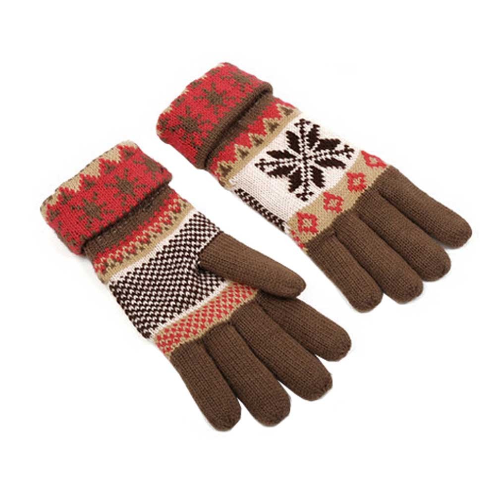 Women's Winter/fall Warm Lovely Snow Knitting Finger Gloves,Coffee