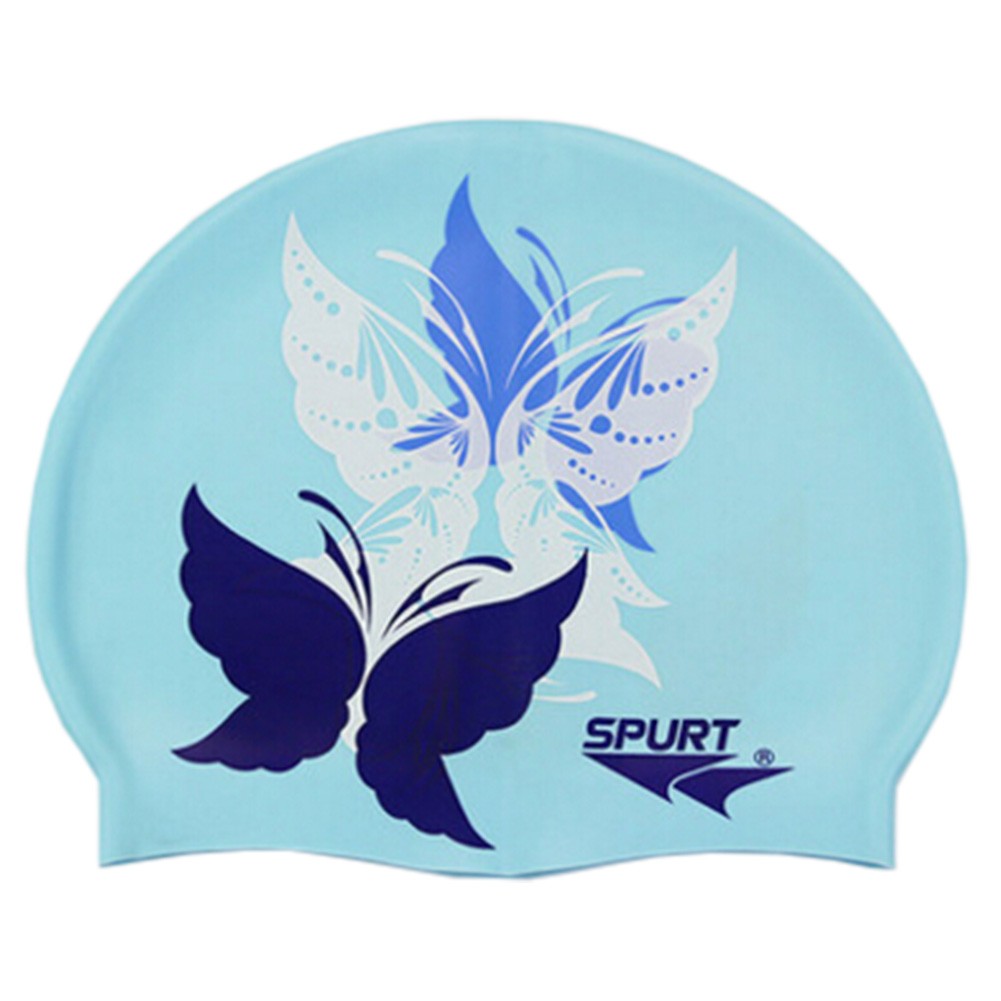Professional Swimming Cap Waterproof Ear Protection Swim Cap Butterfly Blue A