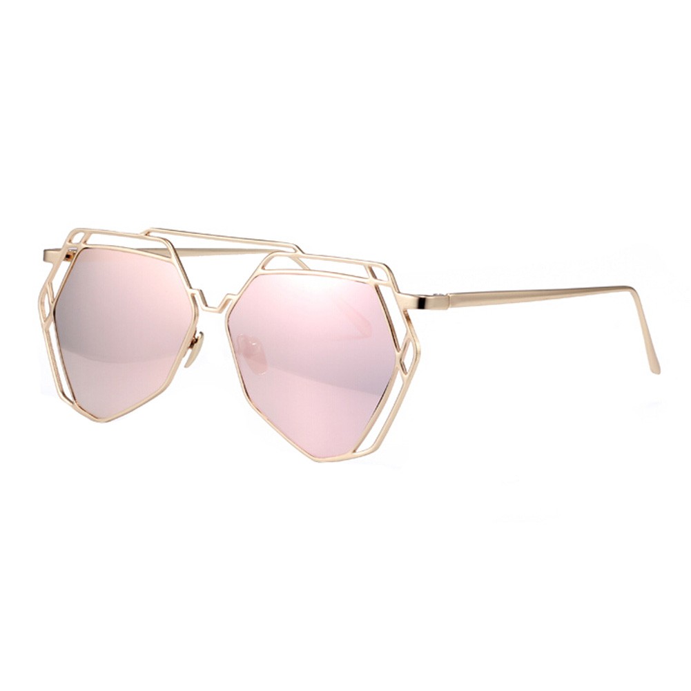 Fashion Women  Full Metal Frame Flash Mirror Lens Sunglasses, Pink