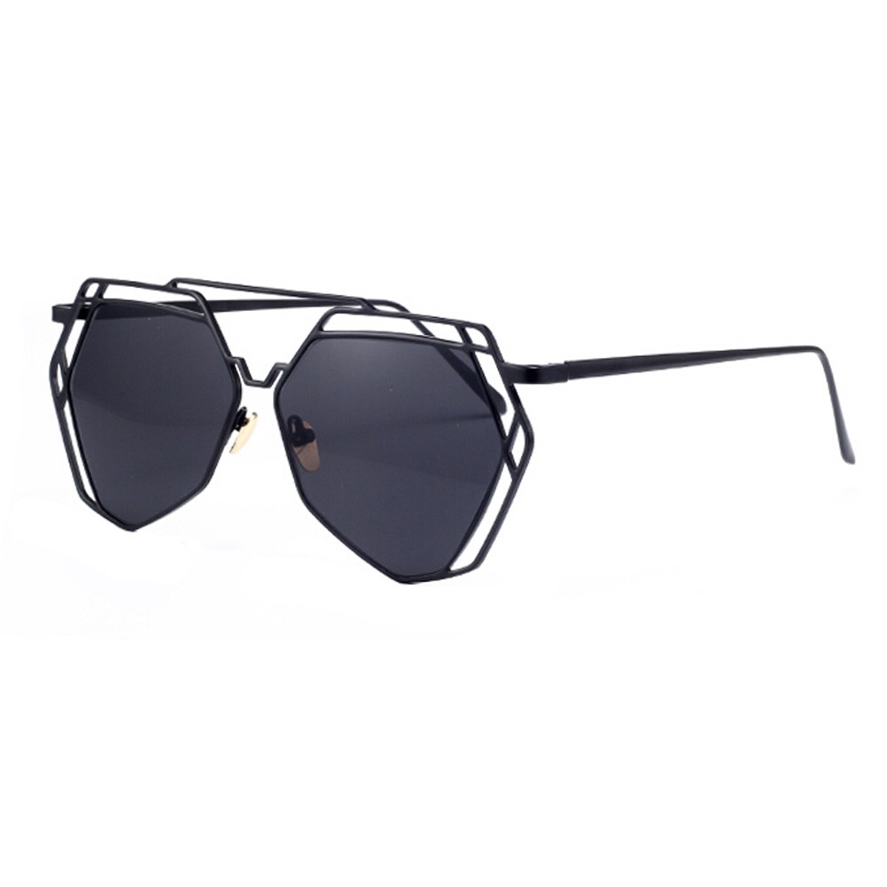 Women's Fashion Flash Mirror Lens Metal Full Frame Sunglasses, Black