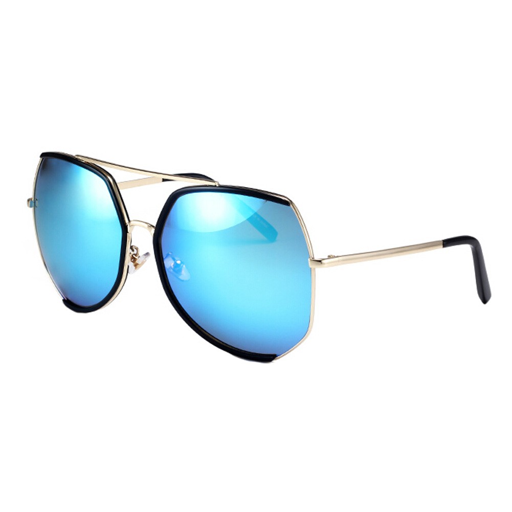 Unique Style Oversize Eyewear Flash Mirror Lens Sunglasses, Blue