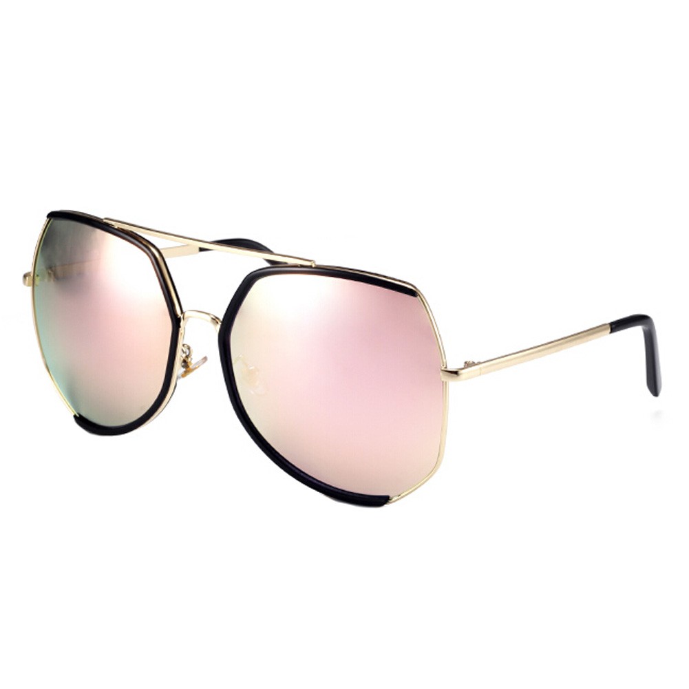 Oversize Unique Style  Eyewear Flash Mirror Lens Sunglasses, Pink