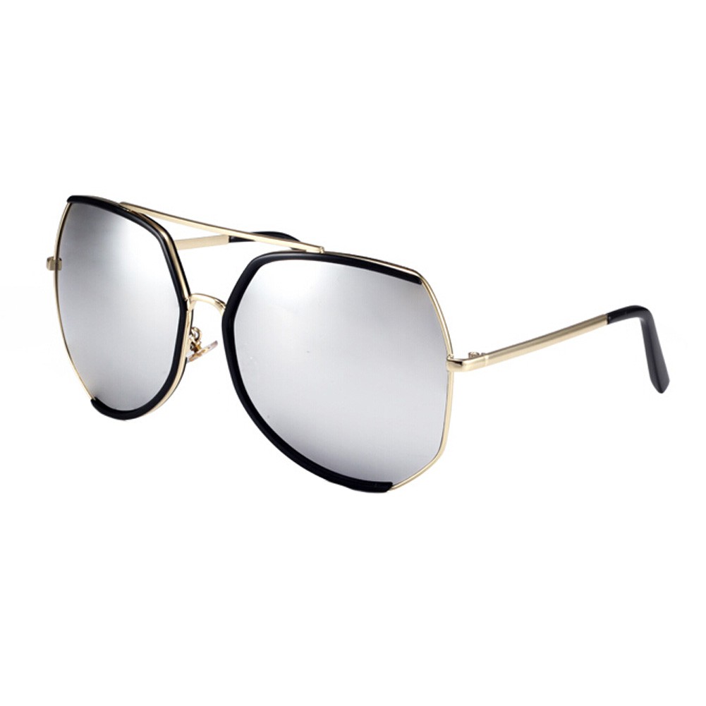 Women's Oversize Unique Style Flash Mirror Lens Sunglasses Eyewear, Silvery