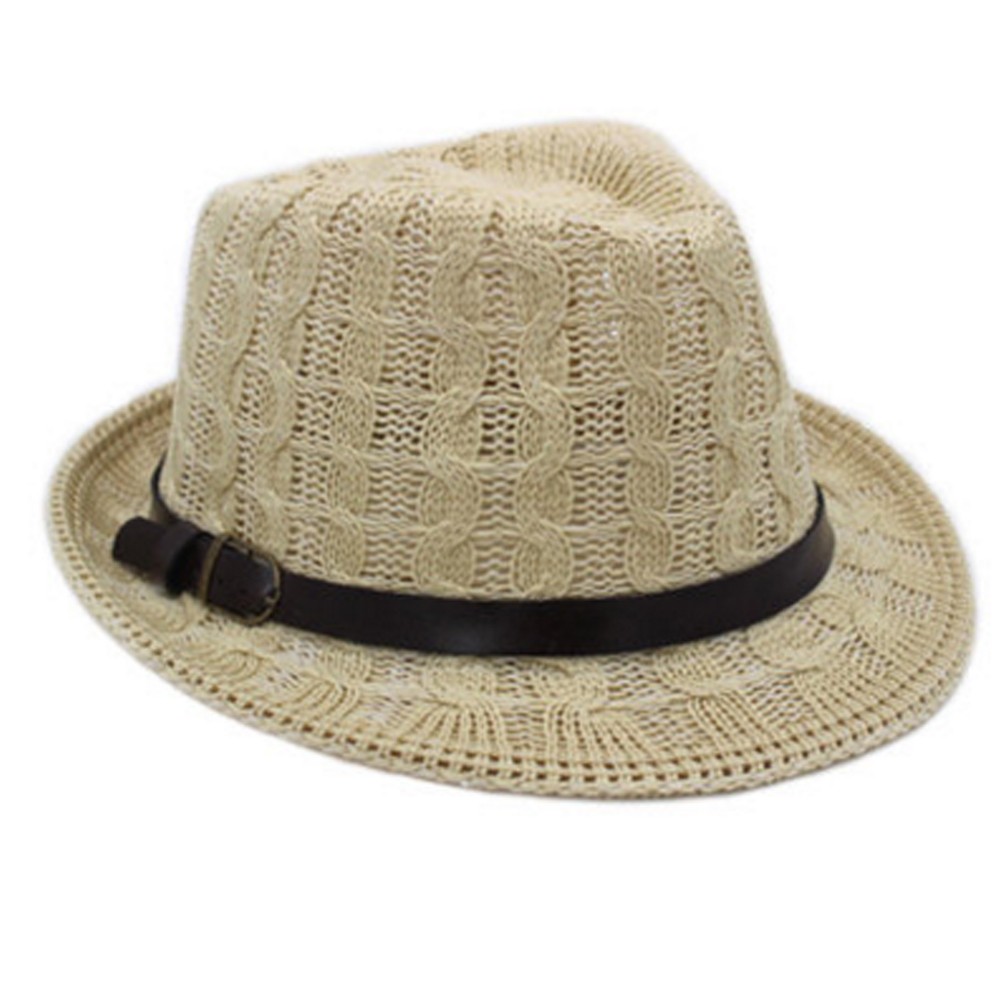 Outdoors Breathable Fedora Hat Summer Hat Sun Hats Caps Unisex, Beige