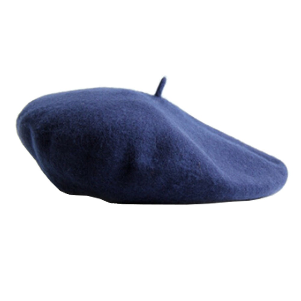 British style Classic Women's Wool Beret Cap navy blue Hat