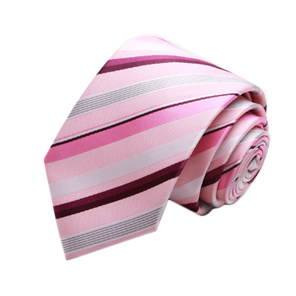 Simple&Chic Men's Business Ties Formal Necktie with Gift Box,Purple/Pink Stripe