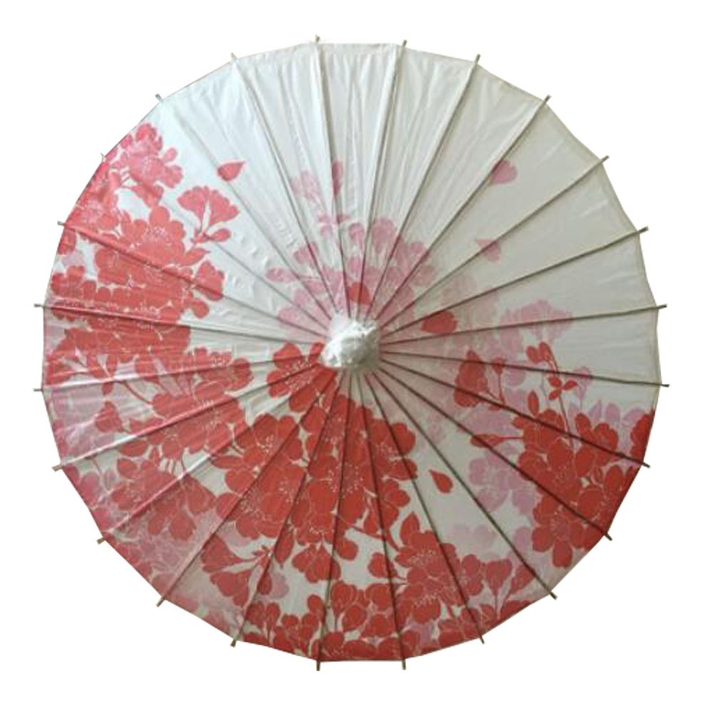 Chinese/Japanese Style Paper Umbrella Parasol 33-Inch Red Cherry