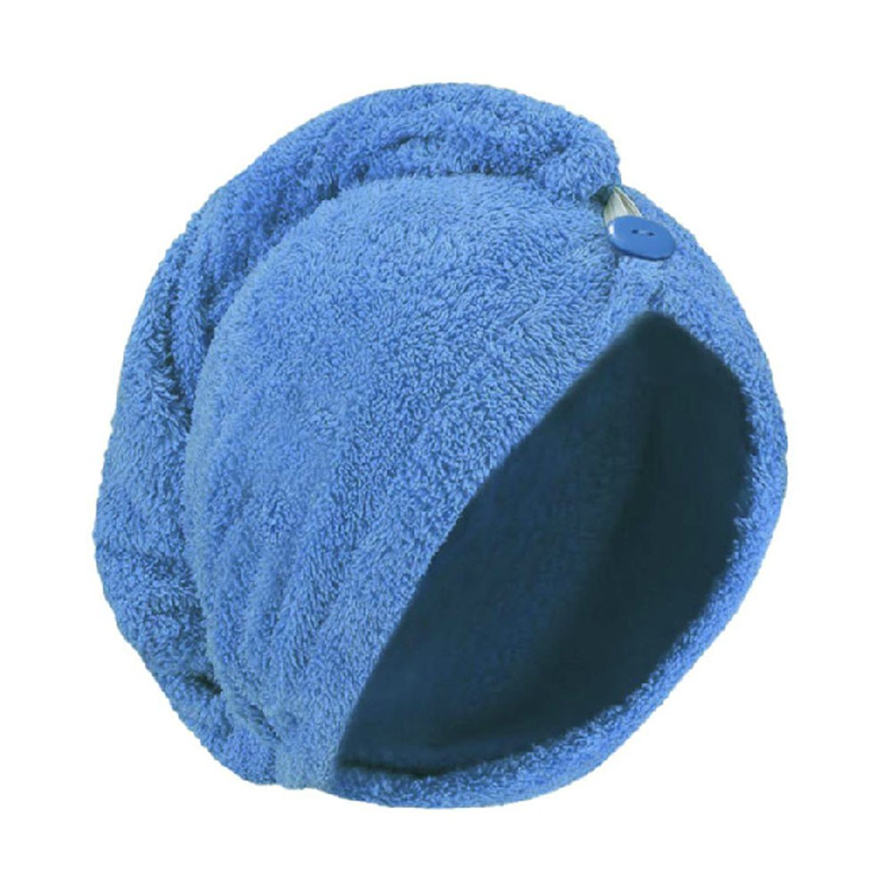 Microfiber Hair Drying Towel Bath Head Wrap Quick Dry Hat Cap - Blue