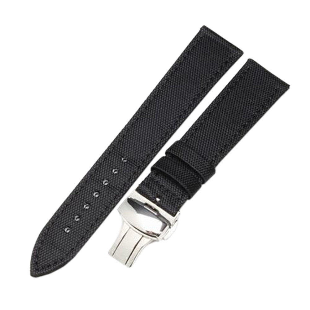 18 mm Unisex Watchband Durable & Casual Watch Band Butterfly Clasp Watch Strap Black