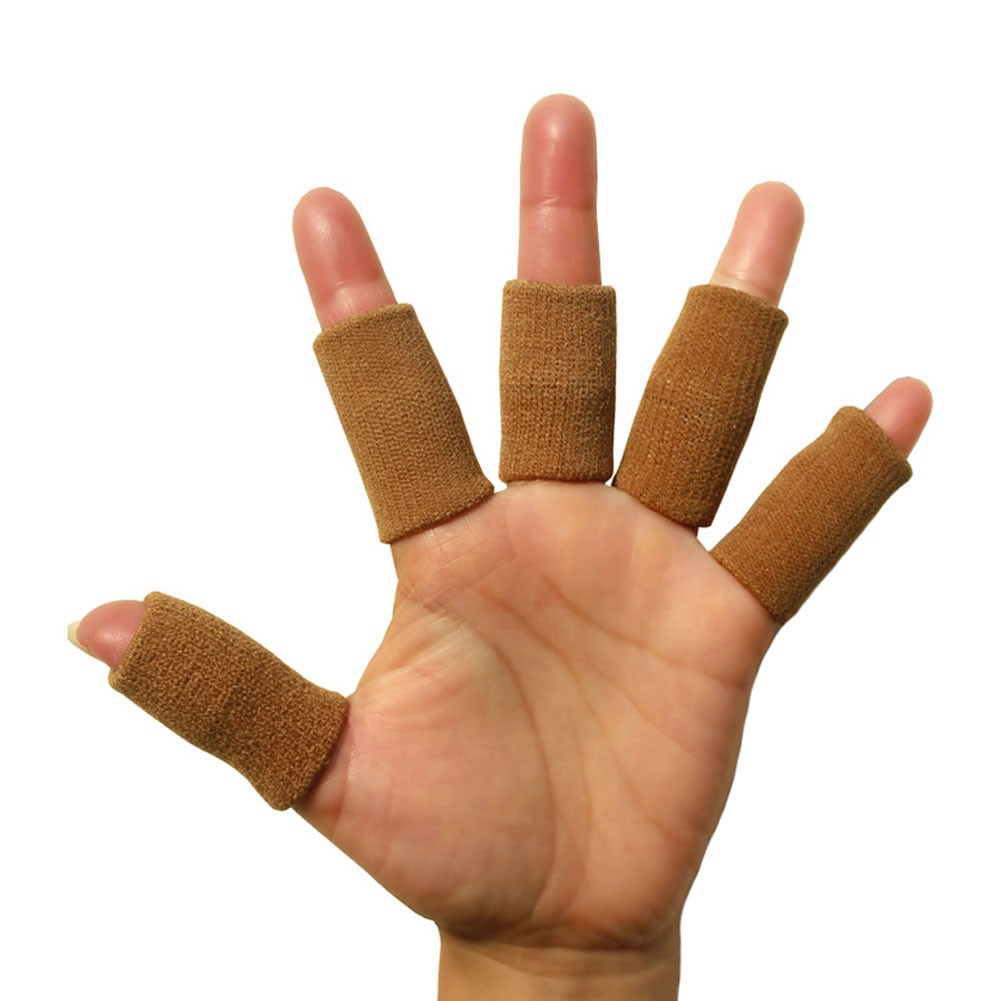 5PCS Sports Elastic Finger Sleeve Protector Brace Support - Beige
