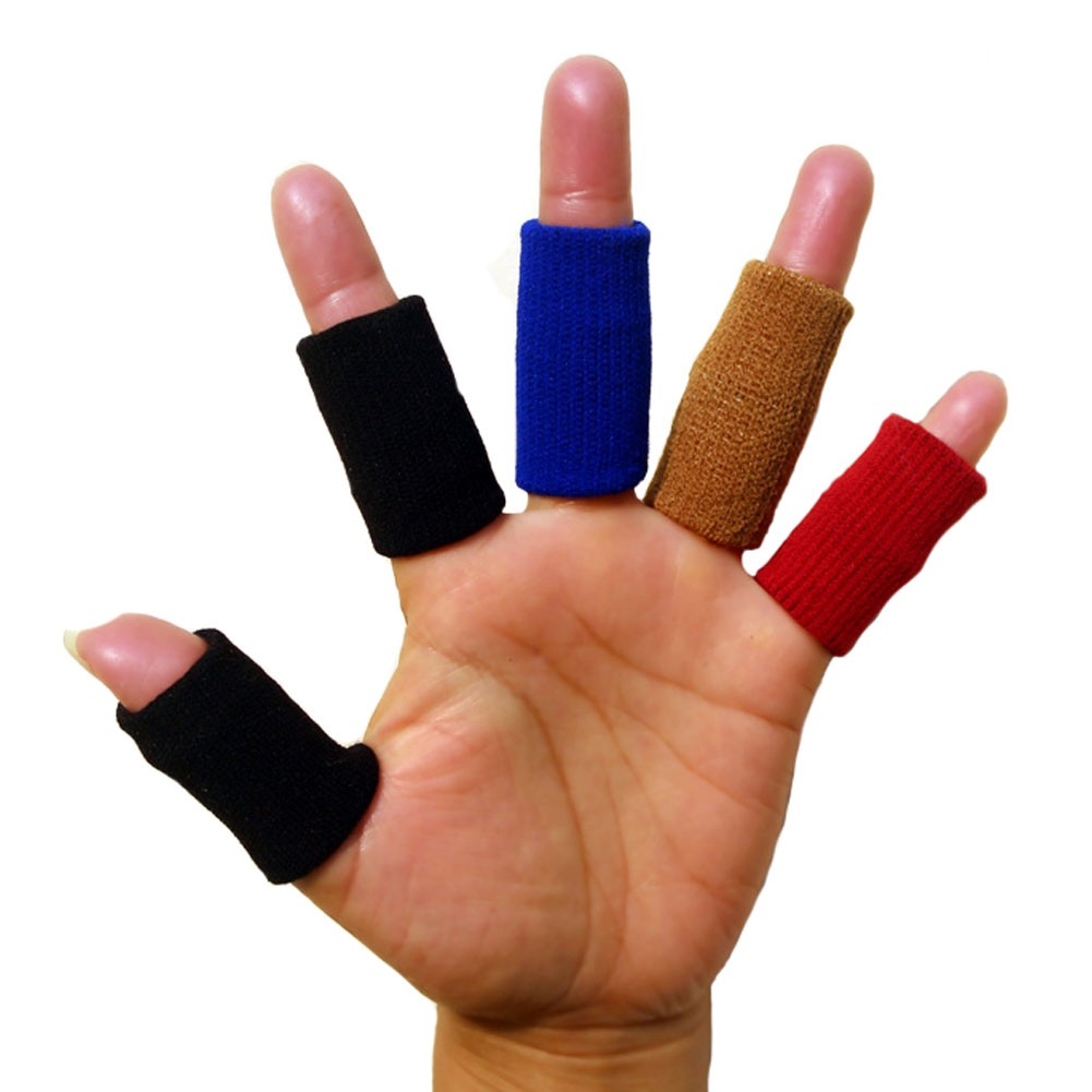 5PCS Sports Elastic Finger Sleeve Protector Brace Support - Beige+Blue+Red+Black