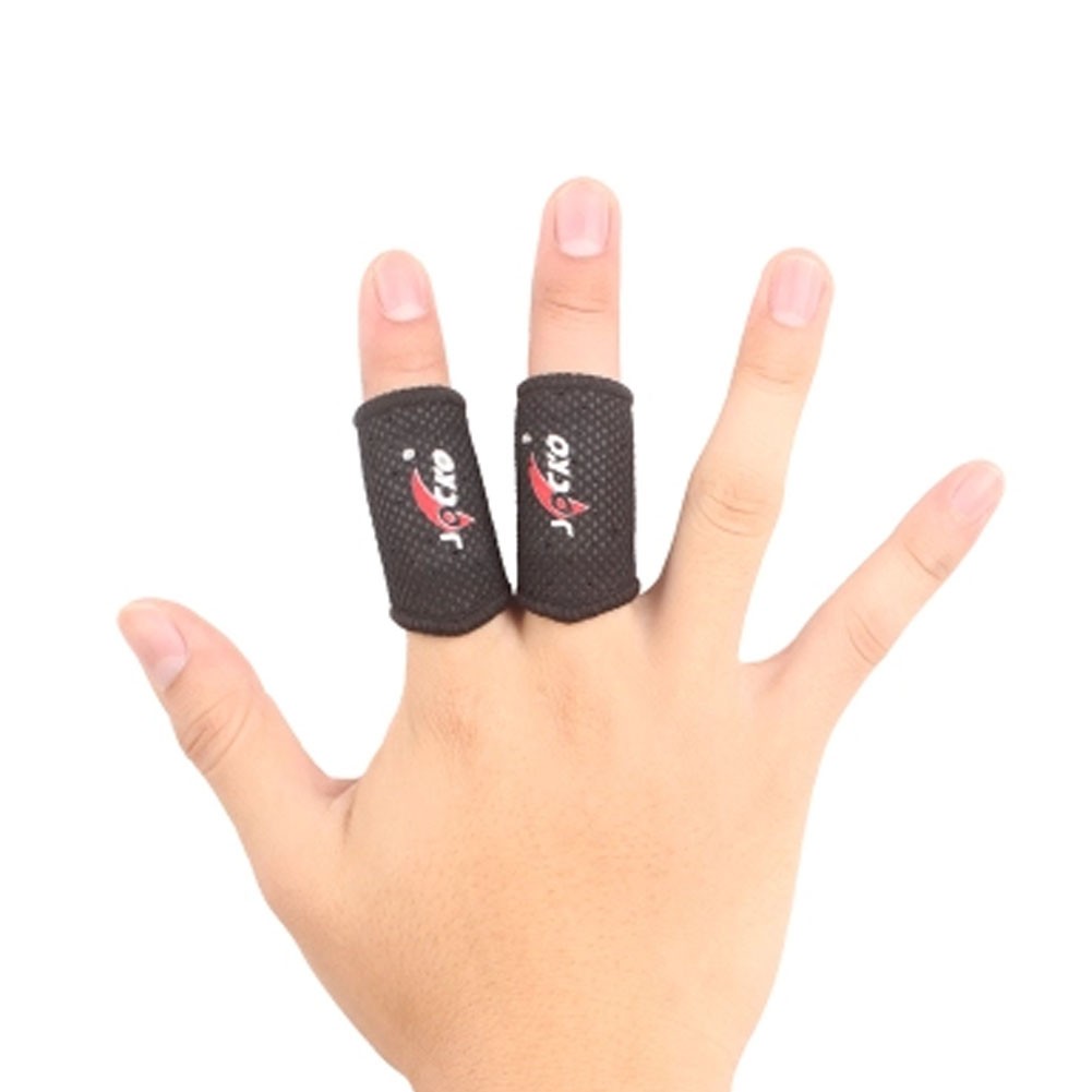 Set of 2 Elastic Finger Sleeve Protector Brace Support for Sports - Black