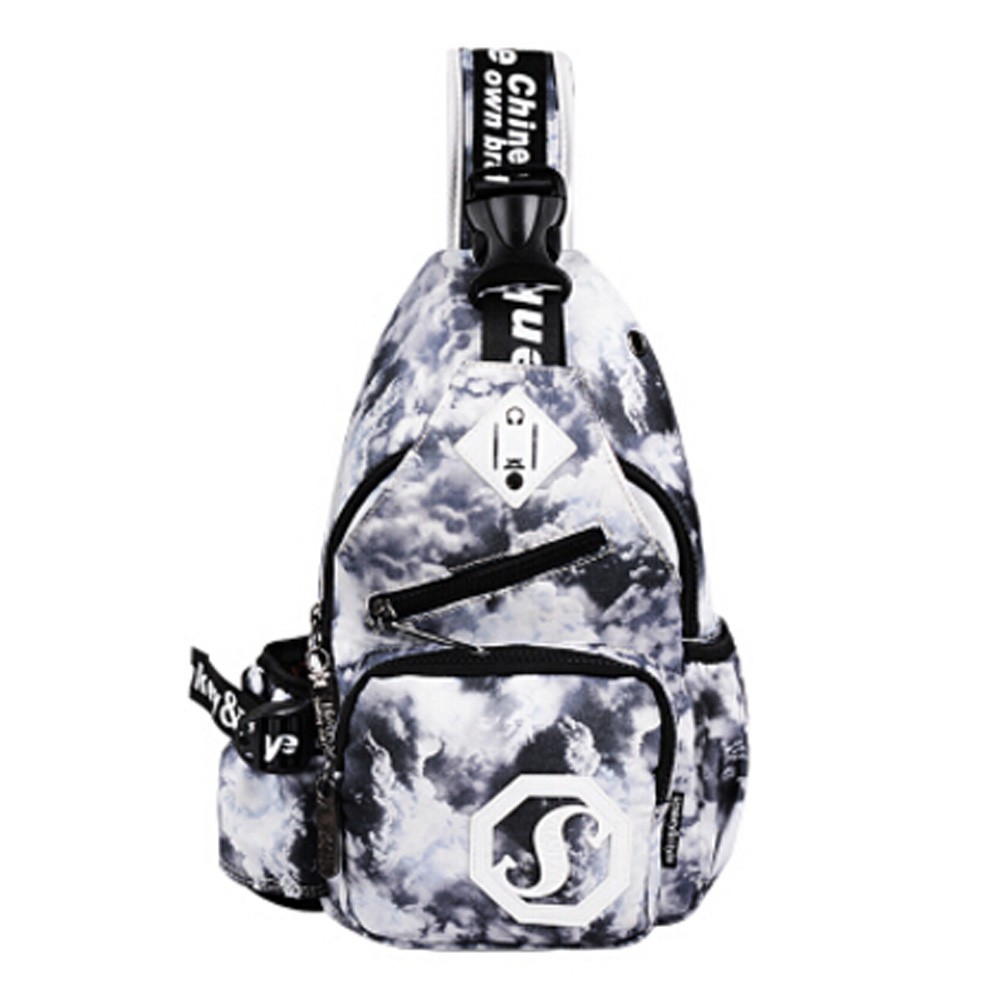 Unisex Outdoor Shoulder Sling Bag Chest Bag Pack With Bright Stars, Grey