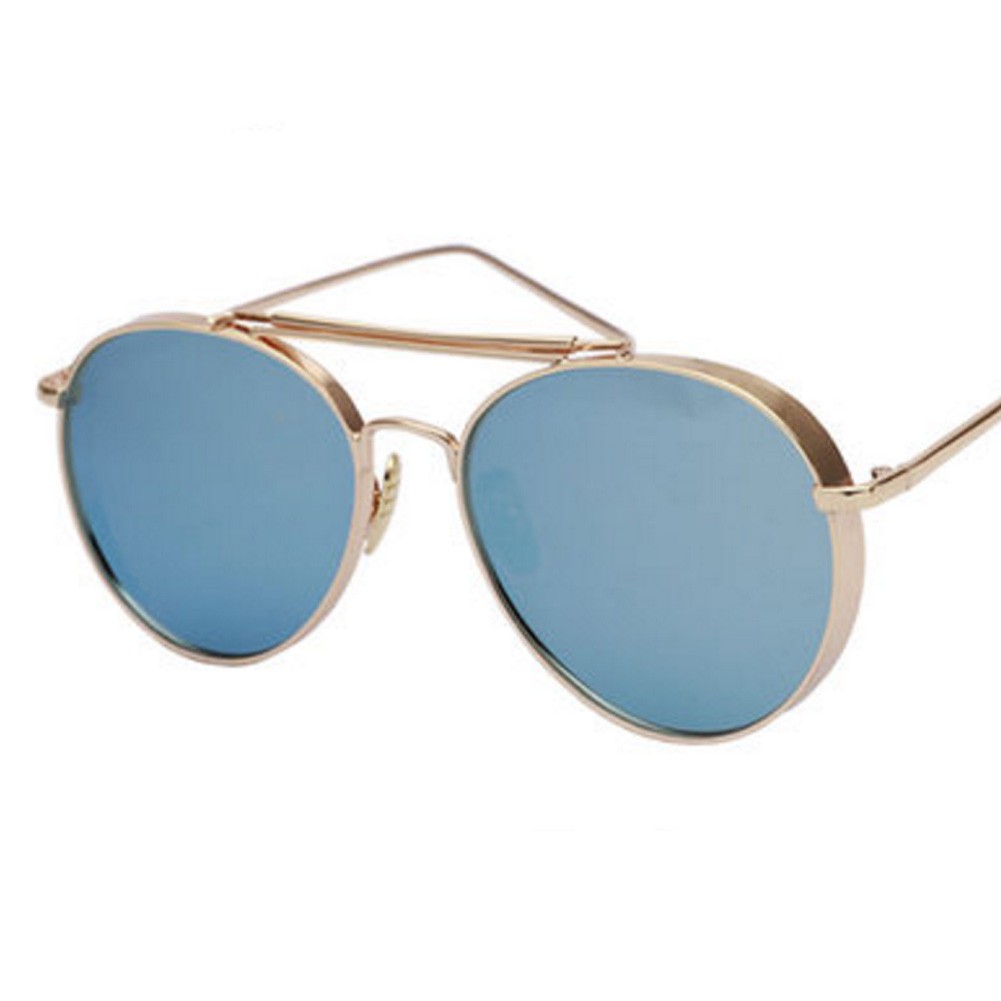 Thicken Large Frame Sunglasses Color Film Reflective For Drinving  Blue