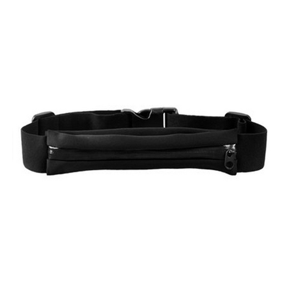 Single Zipper Large Expandable Waterproof Waist Pack Belt for Running(Black)
