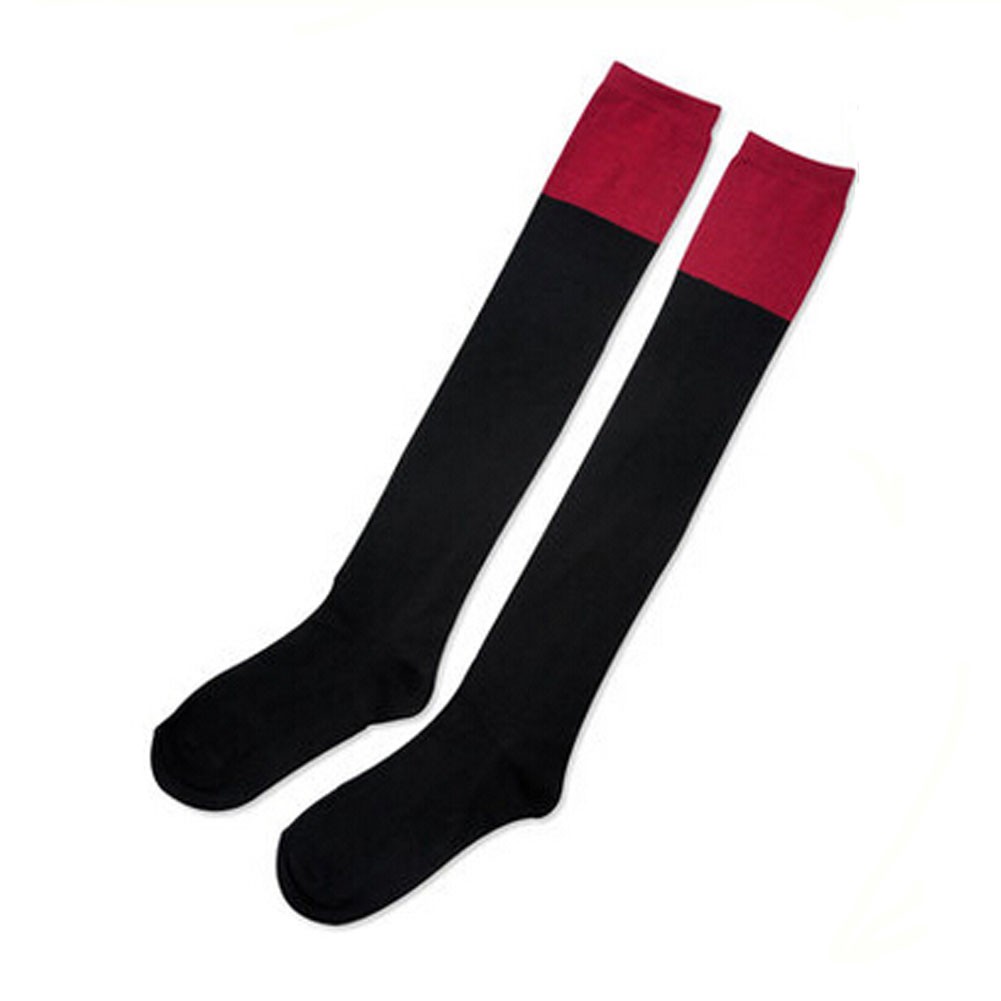 Ladies Girls High Socks Over Knee black/red Stockings Beautiful