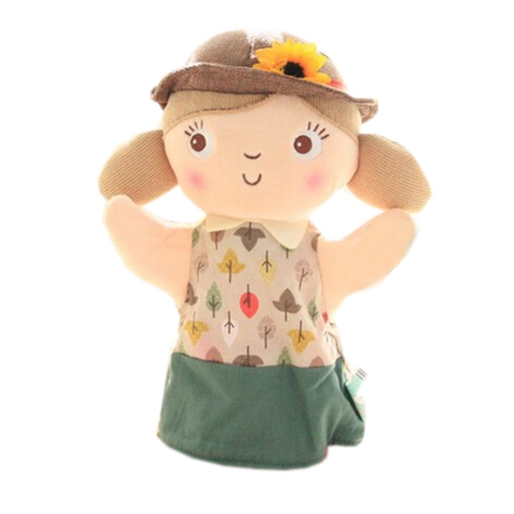 Lovely Kid's Glove Puppet Hand Dolls With Maple Pattern, Girl