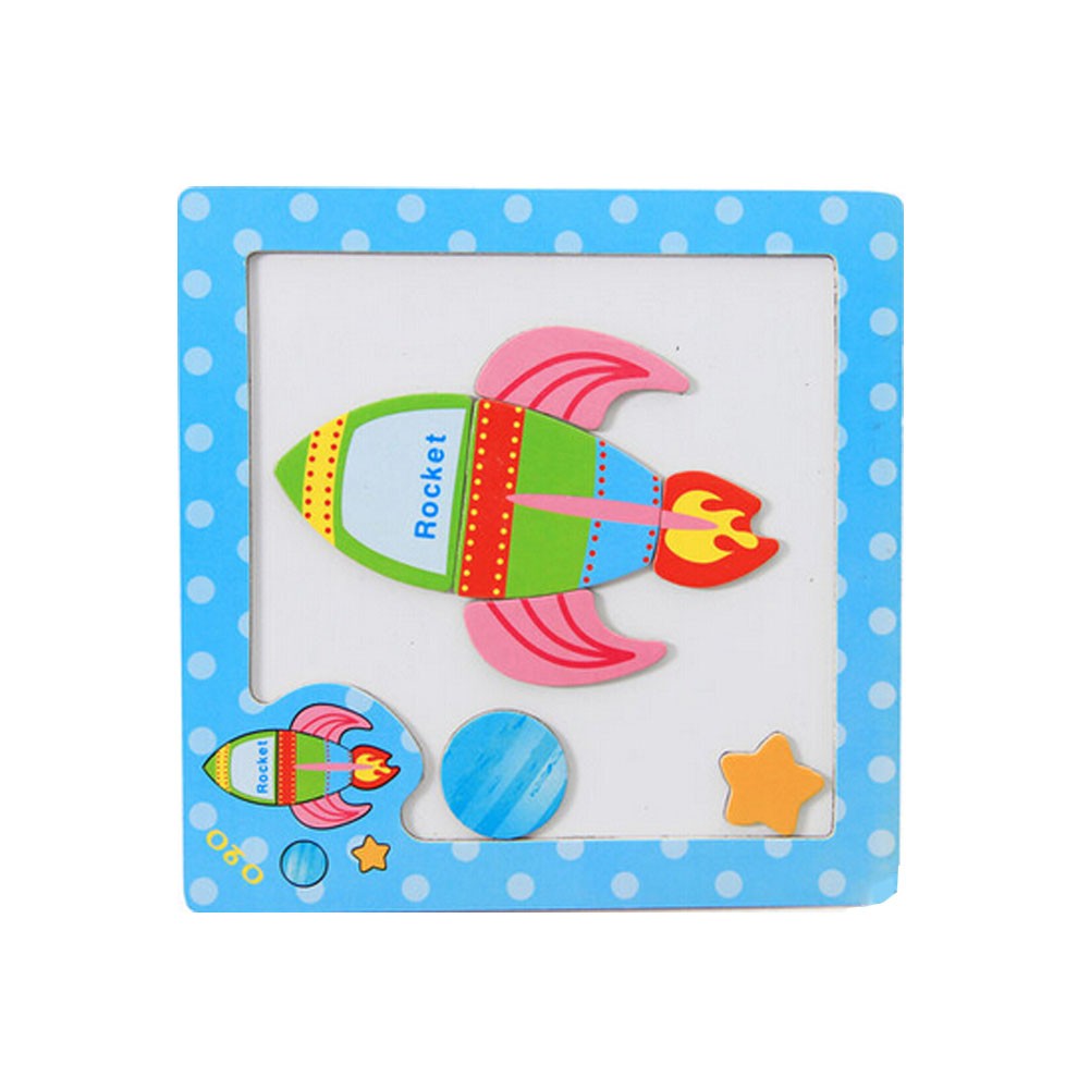 Wooden With Magnet Jigsaw Puzzle Children's Games Toys,Rocket