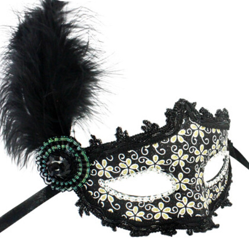 Villus Venetian Pretty Masquerade Mask Eye Mask Fancy Dress Accessory Black