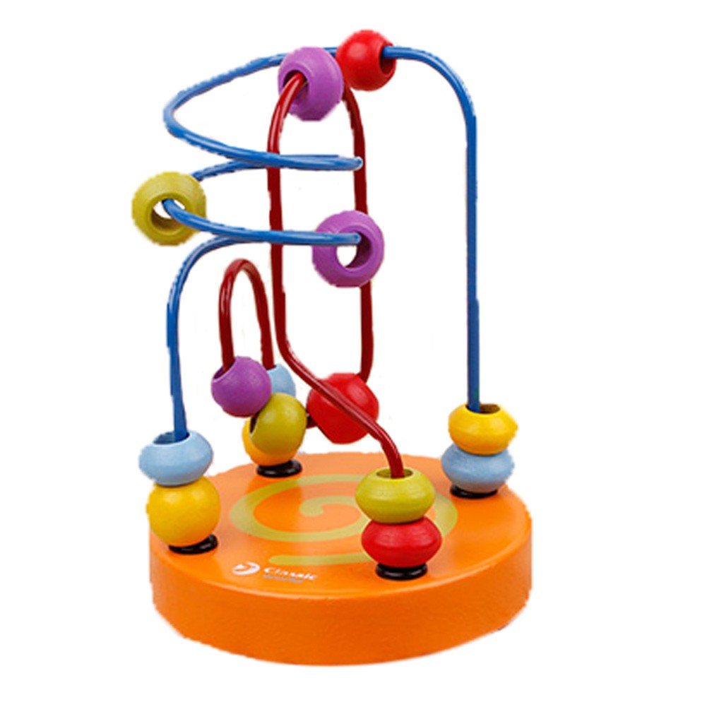 Baby Mini Around The Beads Wire Educational Exercise Fingers Fine Motor (Orange)