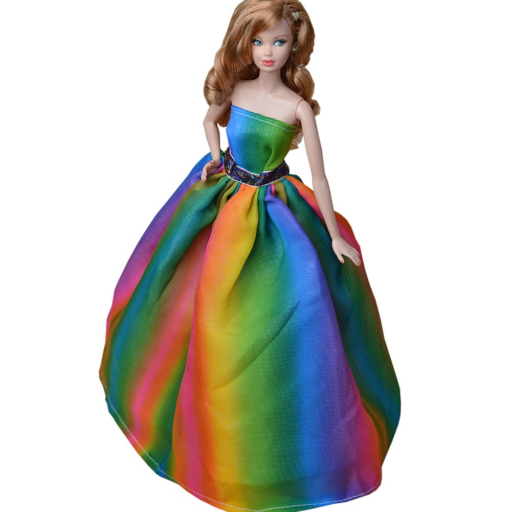 Rainbow Beautiful Handmade Party Dress Formal Dress for 11.8" Doll