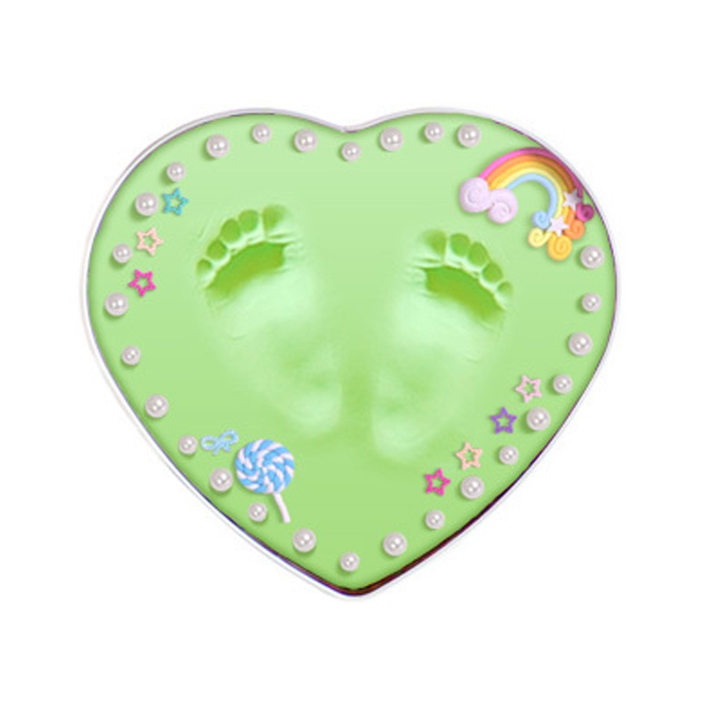 Best Gift For Baby Clay Keepsake Handprint & Footprint Ornament Kit Love Green