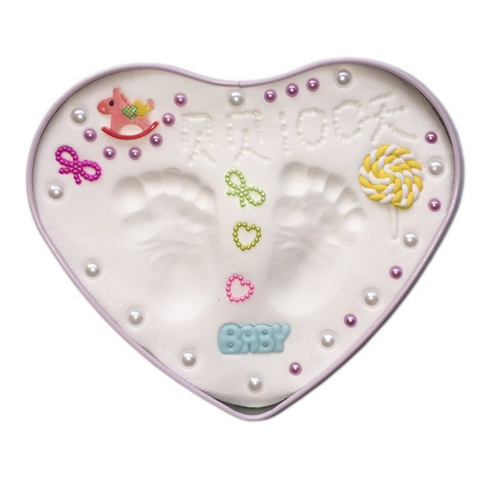 Best Gift For Baby Clay Keepsake Handprint & Footprint Ornament Kit Heart White