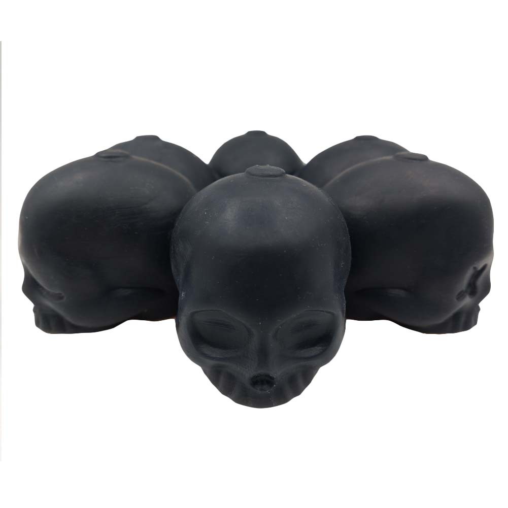 3D Skull Silicone Ice Cube Mold Tray Party Reusable Round Ice Cube Maker Flexible Ice Ball Maker, 6 Skull Faces Black