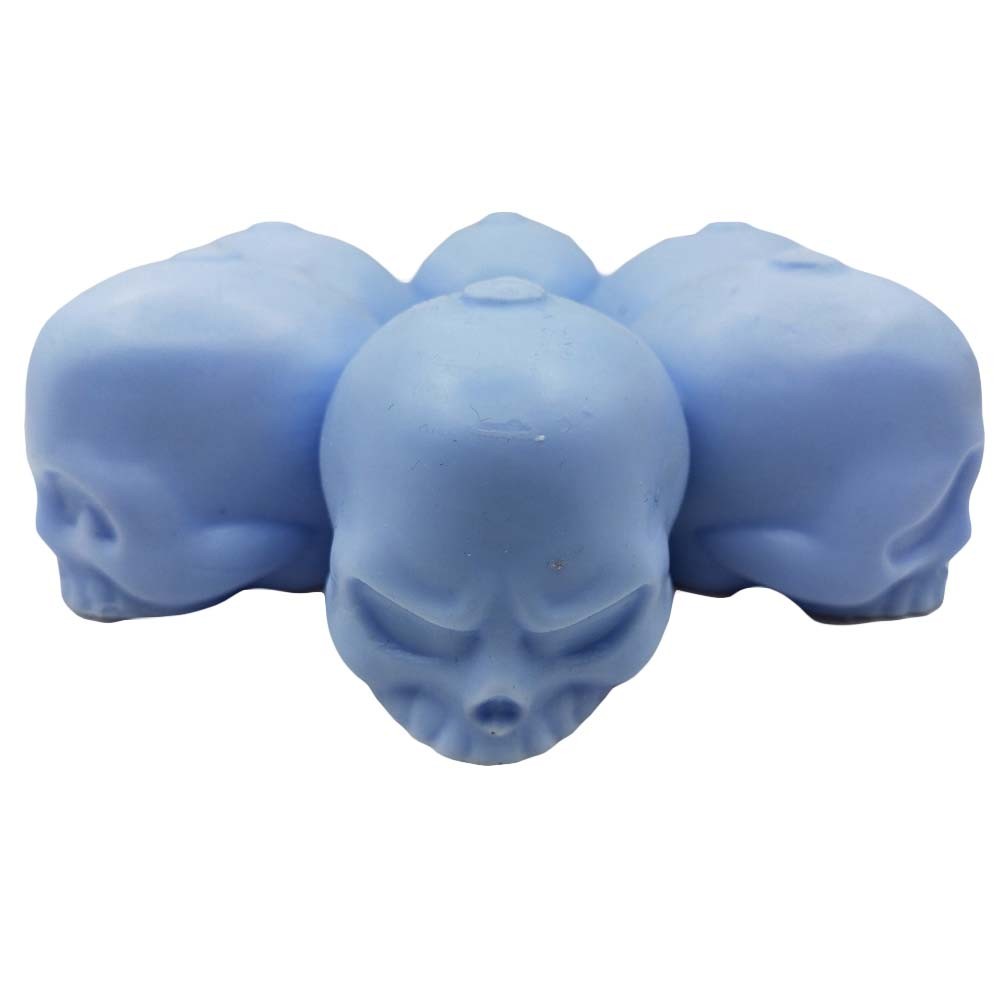 Funny 3D Skull Silicone Ice Cube Mold Tray Party Round Ice Pop Maker Kids Fruit Juice Ice Ball, 6 Skull Faces Blue