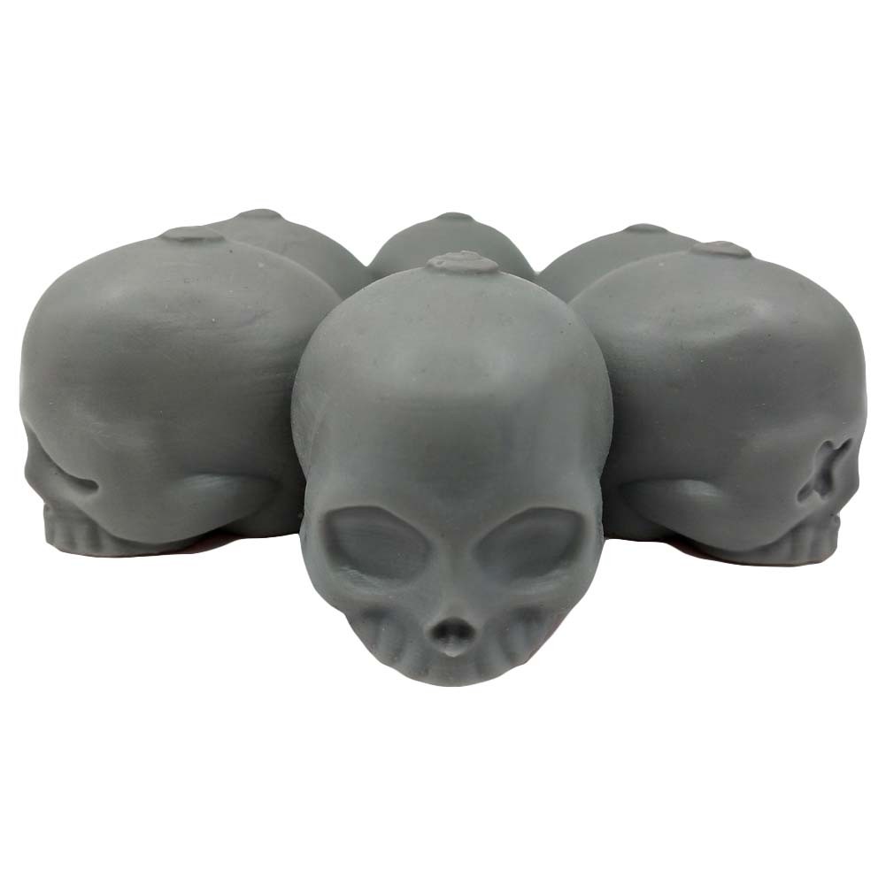 3D Skull Silicone Ice Cube Mold Tray Party Reusable Round Ice Cube Maker Cocktail Ice Ball Barware, 6 Skull Faces Grey