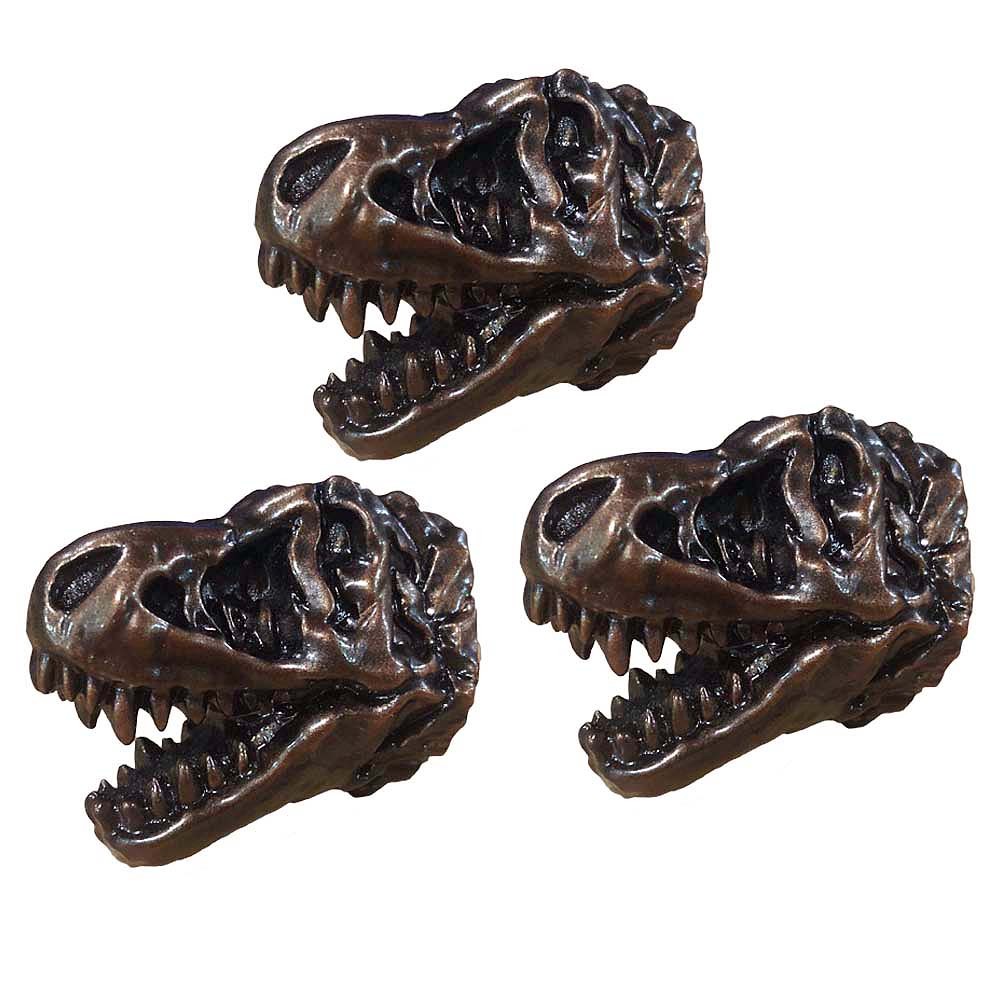3 Pcs Resin Simulation Dinosaur Fossil Bone Knobs Tyrannosaurus Drawer Knobs and Pulls Use for Cabinet, Bronze