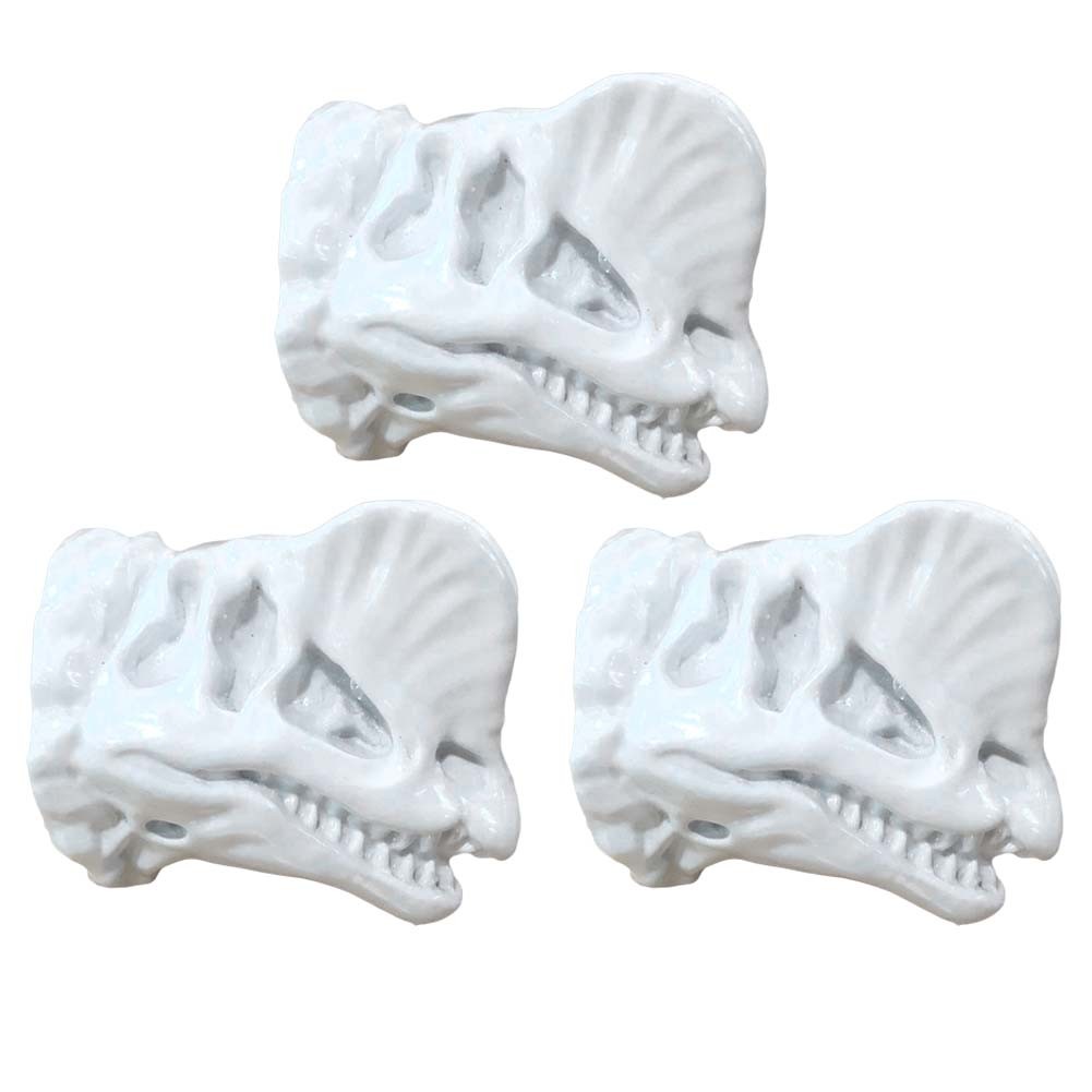 3 Pcs Simulation Dilophosaurus Dresser Handle Resin Dinosaur Knobs for Kitchen Drawer Closet Cupboard, White