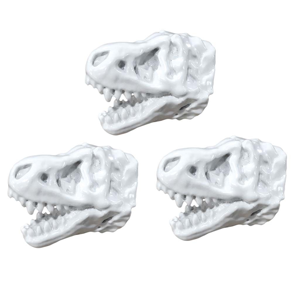 3 Pcs Simulation Dinosaur Drawer Knobs Resin Tyrannosaurus Handle for Closet Wardrobe Cabinet, White