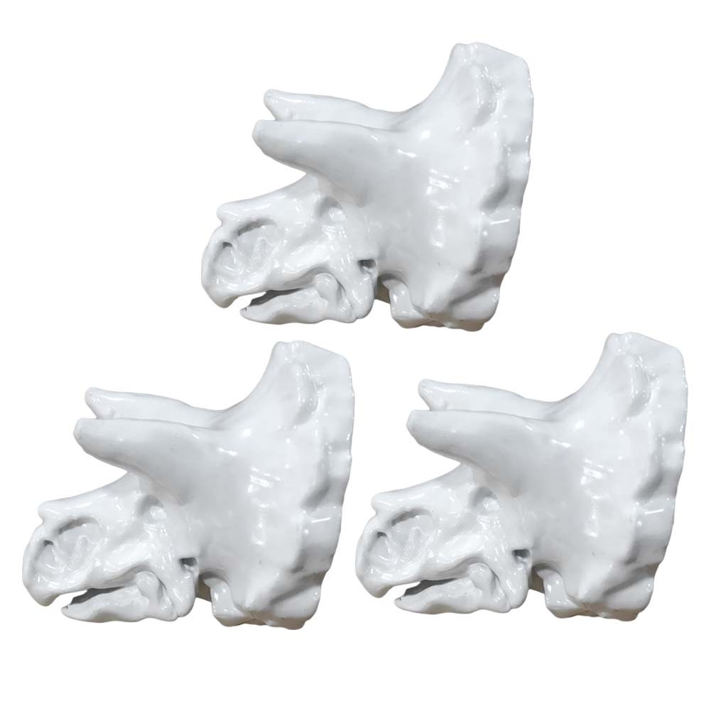 3 Pcs Simulation Dinosaur Drawer Knobs Resin Triceratops Closet Pulls Furniture Handle Hardware, White