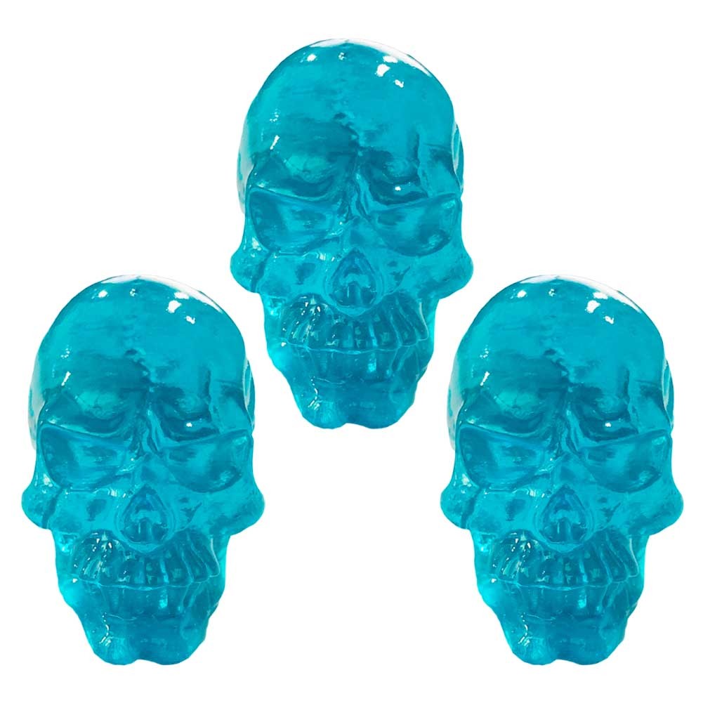 Decorative Kids Room Skull Transparent Resin Knobs Pull for Cabinet Dresser Drawers, Angry Face,3 Pcs Blue