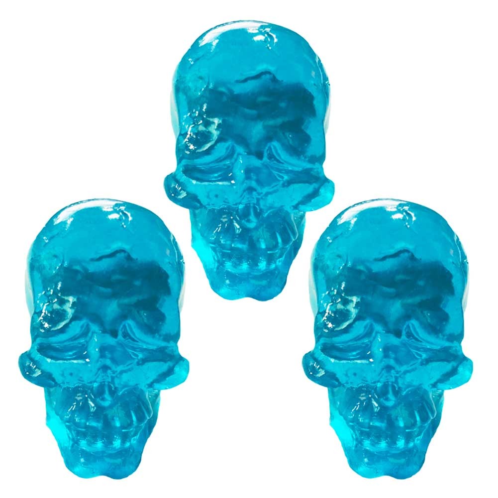 Simulated Skull Bone Drawer Handles Transparent Cabinet Knobs Set, Sad Face,3 Pcs Blue