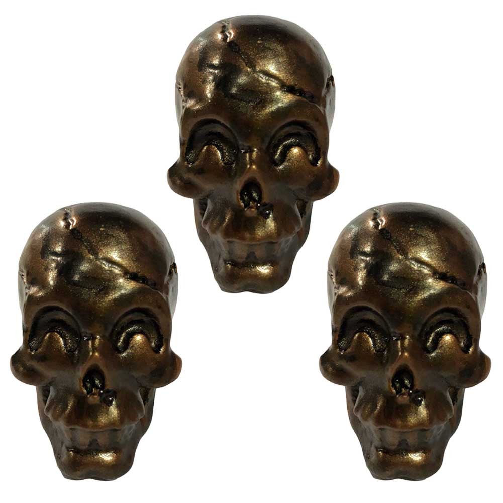 3 Pcs Lifelike Resin Skull Bone Drawer Knobs Bronze Funny Skull Face Wardrobe Pulls Cabinets Handles, Smiling Face