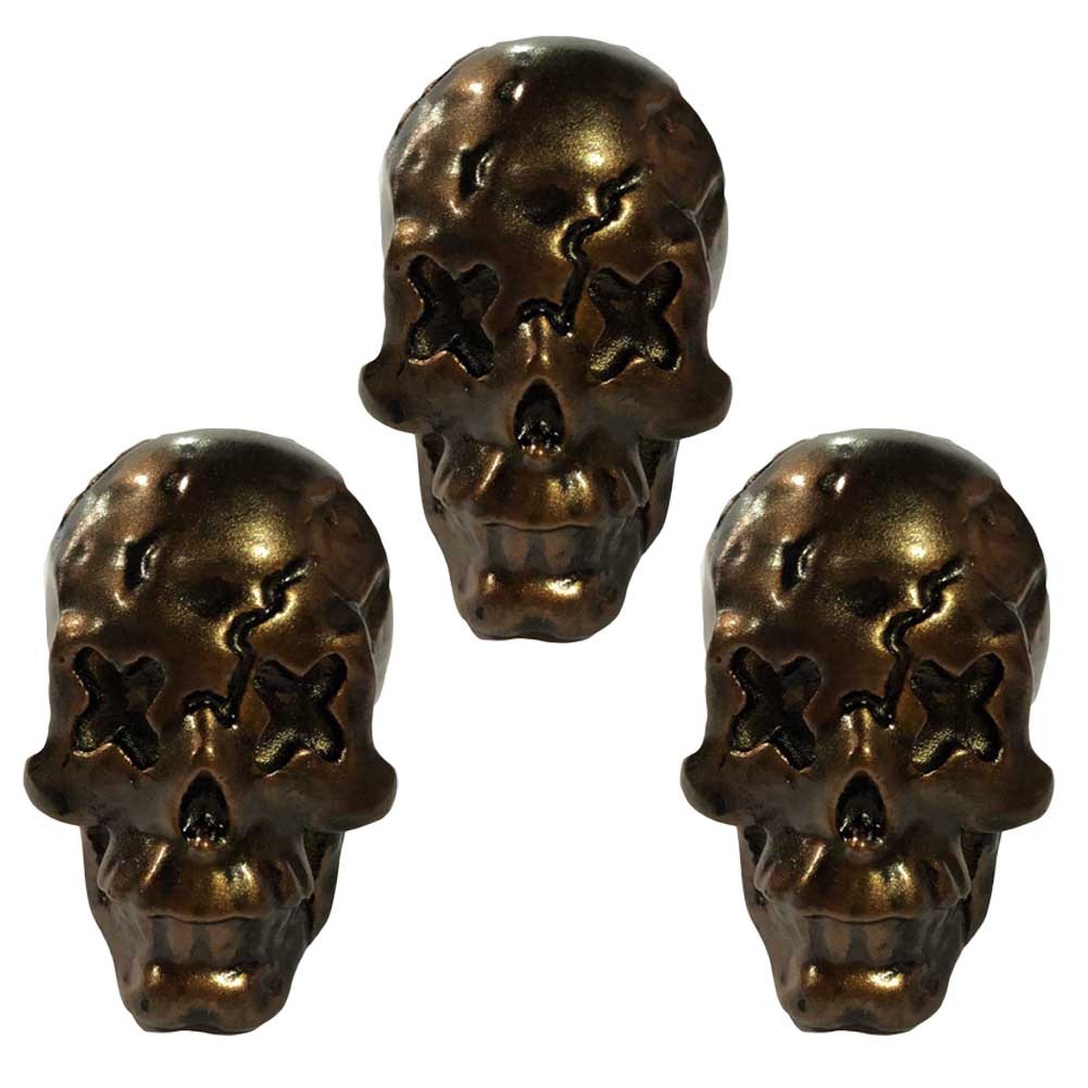 3 Pcs Simulated Resin Skull Bone Knobs Cool Skull Face Dresser Pulls Bronze Drawer Cupboard Knobs, Dead Face