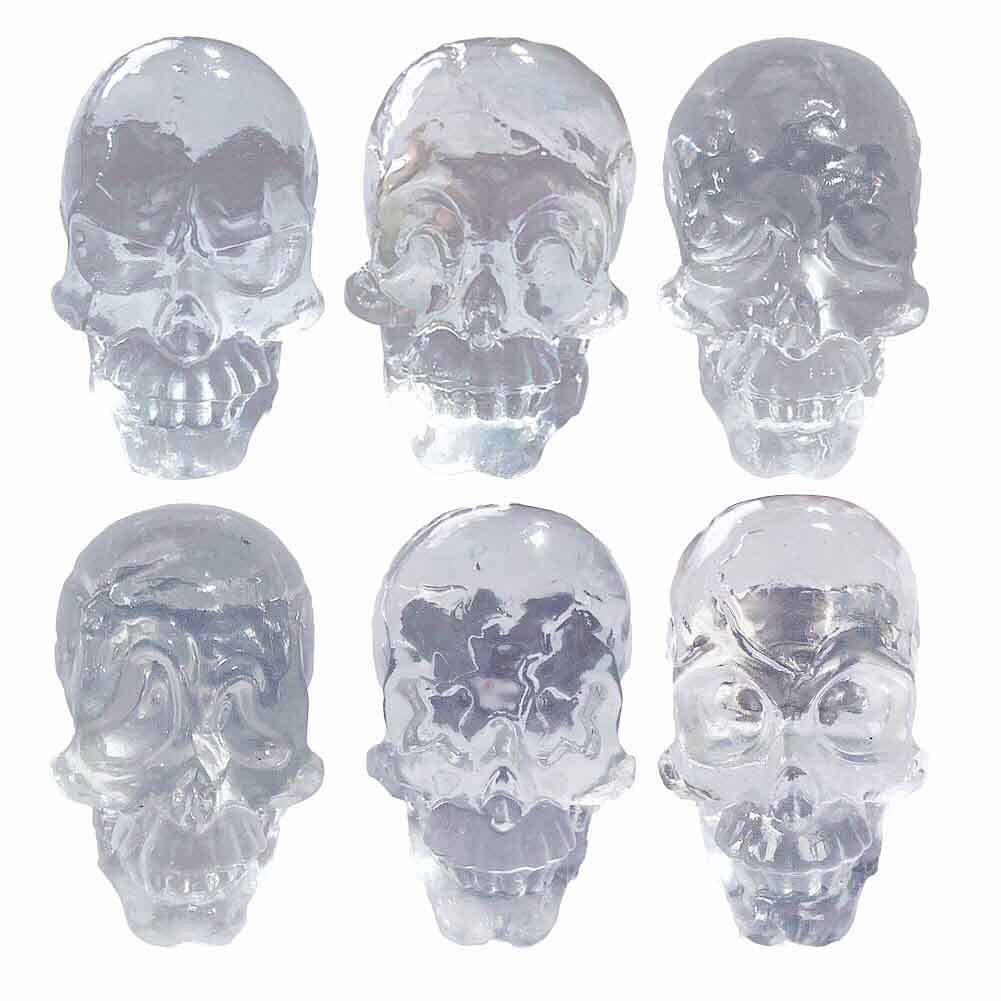 Cabinet Knobs Pack Simulated Skull Clear Resin Decorative Drawer Knobs for Kids, Pack of 6
