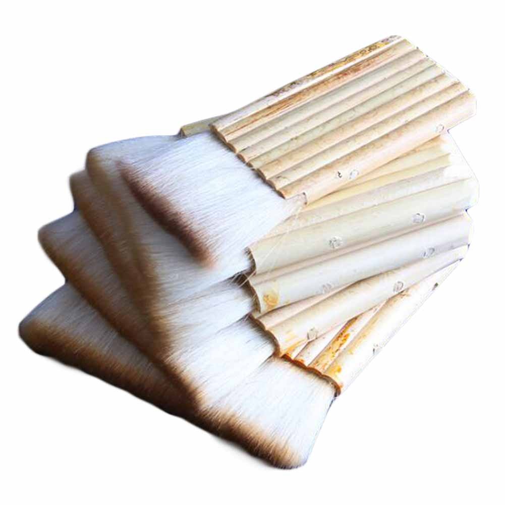 5 Pcs Bamboo Handle Wide Paint Brush Various Sizes Blender Brush Painting Mounting