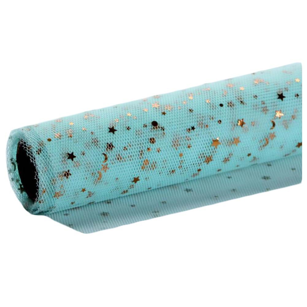 Star Flower Wrapping Paper Mesh Gauze Korean Style Floral Bouquet Gift Wrap, Blue