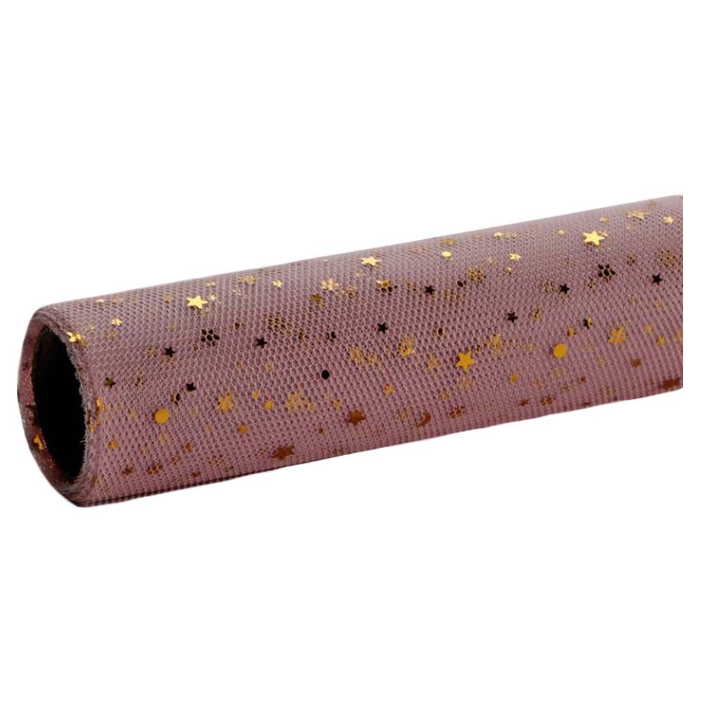 Pink Flower Wrapping Paper Mesh Gauze Gift Wrapping Paper Roll, Stars