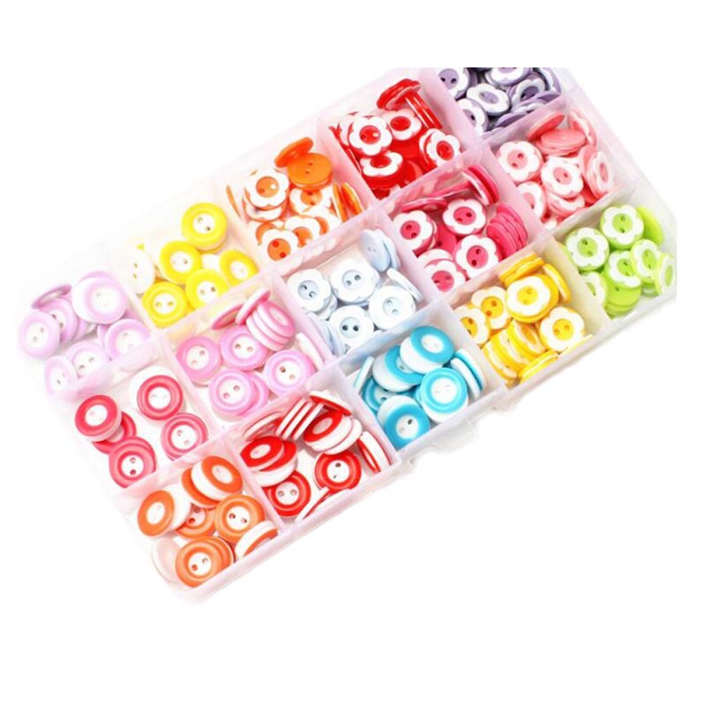 225 Pcs Sewing Resin Buttons DIY Button Painting Kit Clothing Accessory, Round Flower