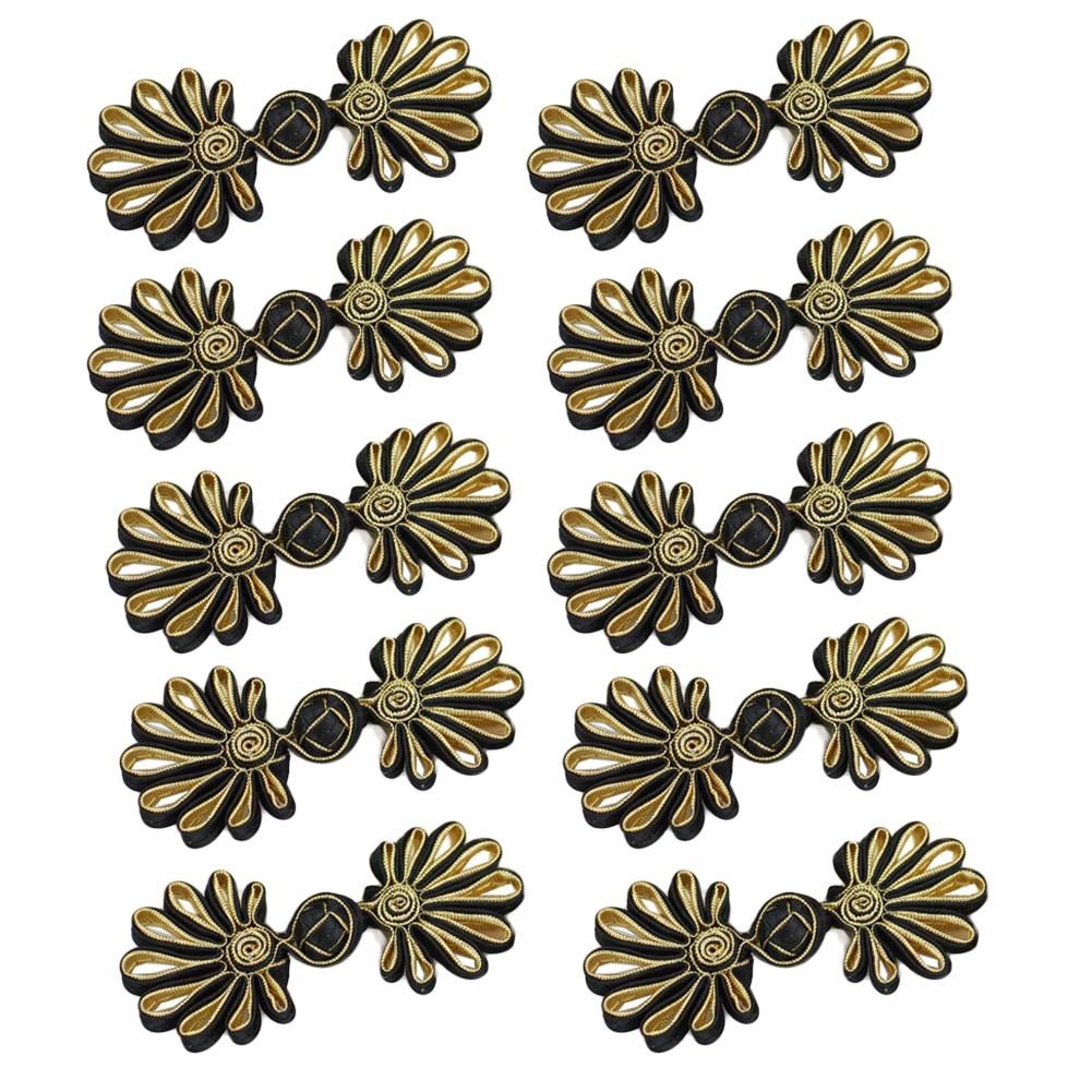 15 Pieces Sewing Fasteners Fabric Chinese Knot Closure Cheongsam Frog Button, Black